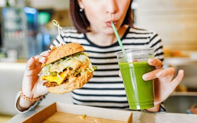 A-vegan-burger-and-juice-meal
